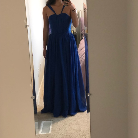 Custom made royal blue floor length gown never worn - Picture 7 of 7